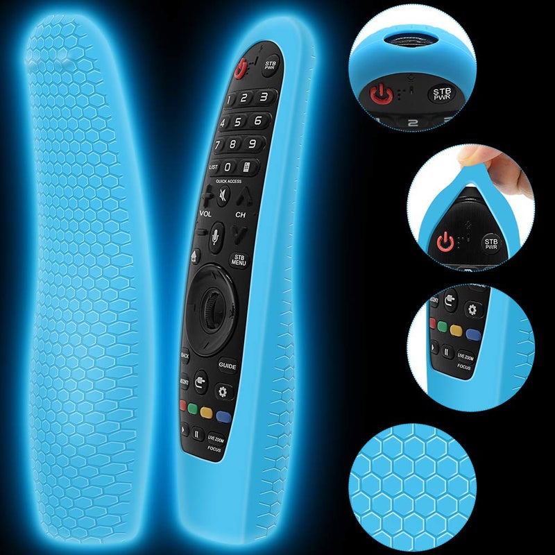 Winceed 2Pack Silicone Protective Case for LG AN-MR600 / AN-MR650 / AN-MR18BA / AN-MR19BA Magic Remote Control [Anti-Lost] Anti Slip Remote Case Cover Skin Holder Sleeve Protector-Glow Blue+Glow Green - Image 3